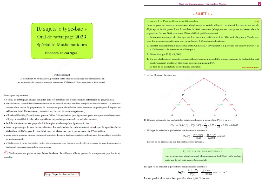 Oral de rattrapage Spécialité Maths